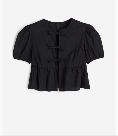 Bow Tie Puff Sleeve Top Limorista