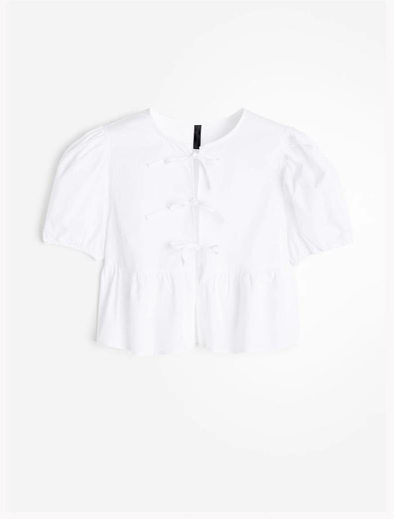 Bow Tie Puff Sleeve Top Limorista