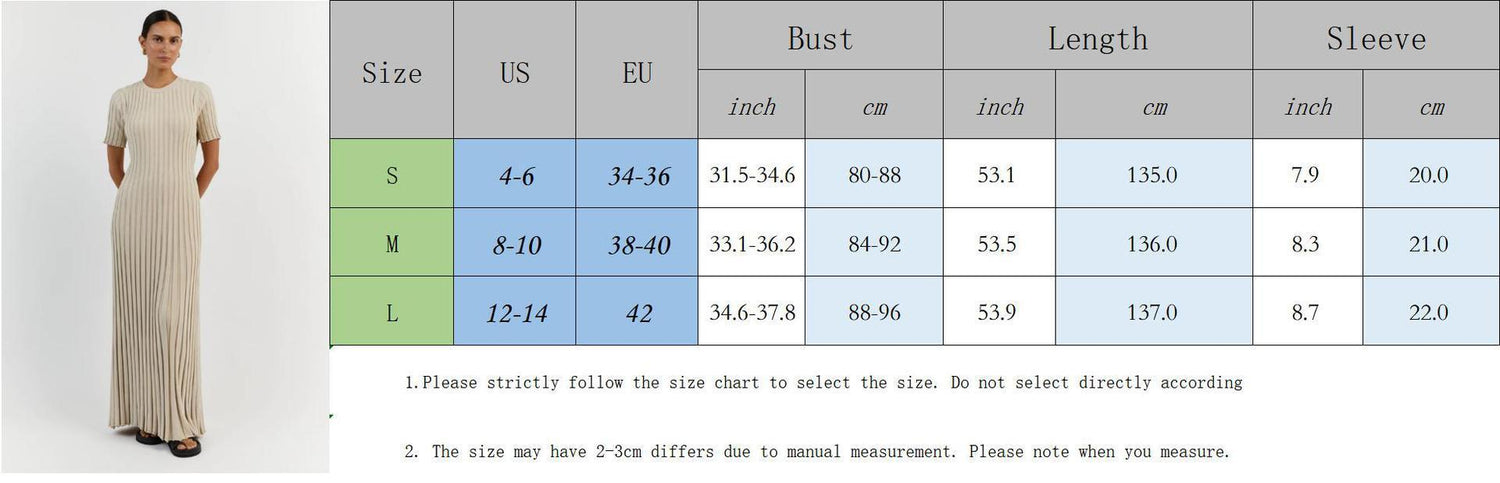 Knit Casual Tight Waist Round Neck Big Pit Stripe Slimming Knitted Long Dress Limorista