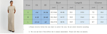 Knit Casual Tight Waist Round Neck Big Pit Stripe Slimming Knitted Long Dress Limorista