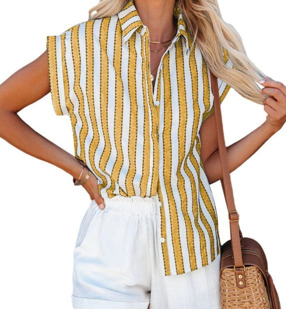 Short Sleeve Striped Women&