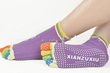 Slip Yoga Socks 5 Toes Socks Letter Print Massage Exercise Short Tube High-quality Cotton Socks Limorista