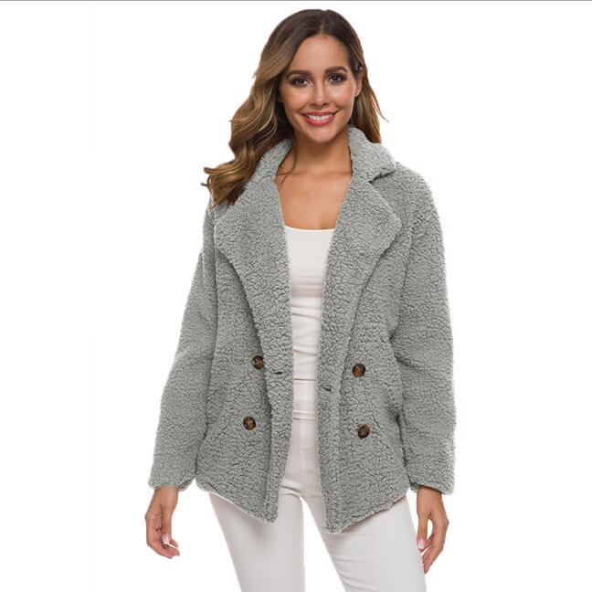 Autumn And Winter Fashion Button Suit Collar Pocket Blouse Limorista