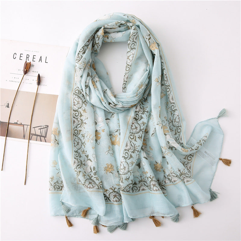 Japanese Style Artistic Fresh Cotton And Linen Scarf Retro Patchwork Bohemian Cashew Print Limorista