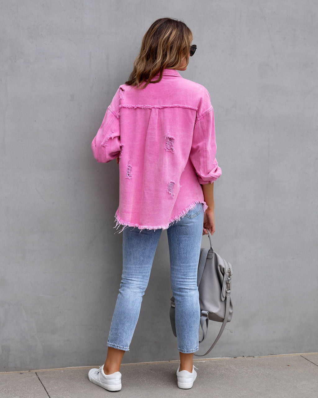Fashion Ripped Shirt Jacket Female Autumn And Spring Casual Tops Womens Clothing Limorista