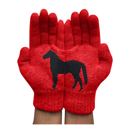 Dark horse print personality fun woolen gloves Limorista