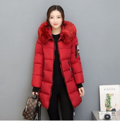 Slim thick cotton jacket large fur collar cotton suit Limorista