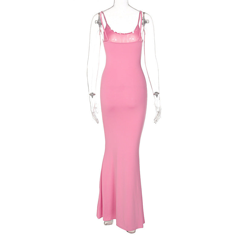 Spaghetti Strap Long Dress Women Sexy Slim Skinny Bodycon Party Club Suspender Casual Street Dresses Limorista