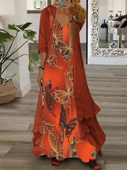 European And American Vacation Spaghetti Straps Long Skirt Indian Style Large Swing Skirt Two-piece Set Limorista