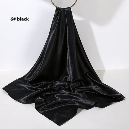 Pure Color Silk Scarf Artificial Silk 90cm Shiny Satin Shawl Limorista