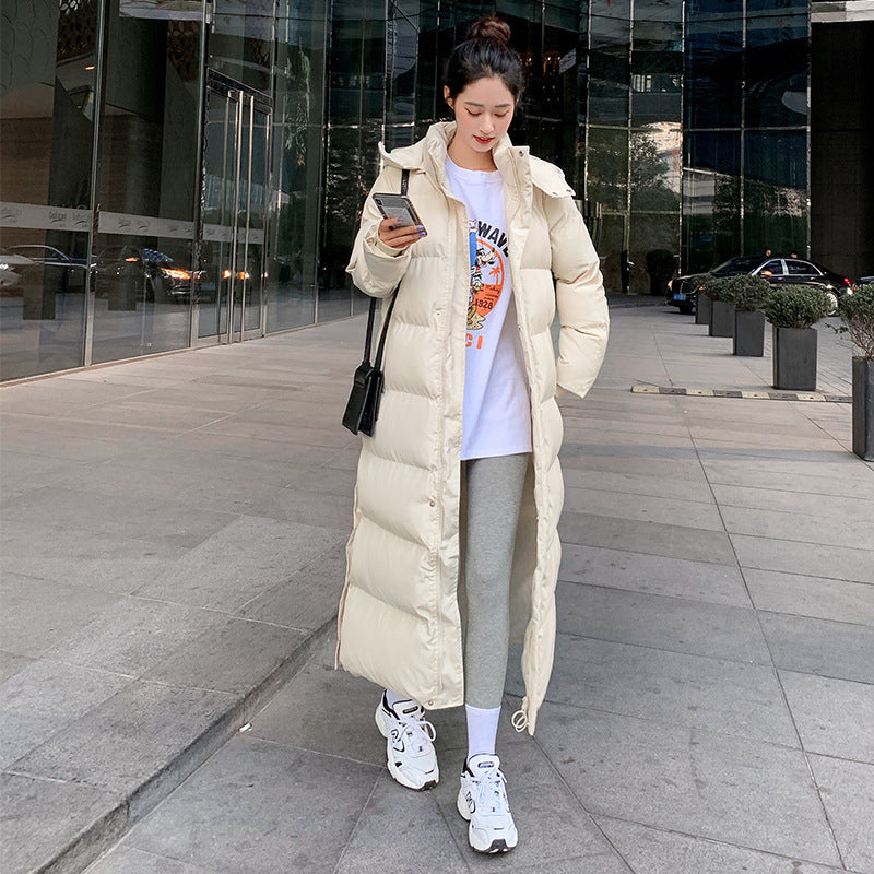 Korean style loose padded padded jacket over the knee mid-length padded padded jacket Limorista