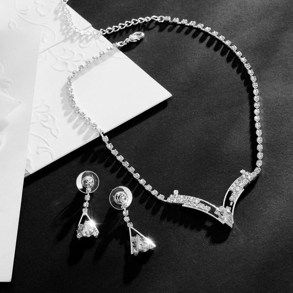 Fashion Korean water drop, bride necklace, earring set, silver plated wedding jewelry 2 sets Limorista
