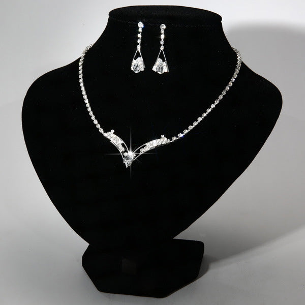 Fashion Korean water drop, bride necklace, earring set, silver plated wedding jewelry 2 sets Limorista