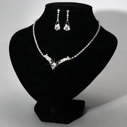 Fashion Korean water drop, bride necklace, earring set, silver plated wedding jewelry 2 sets Limorista