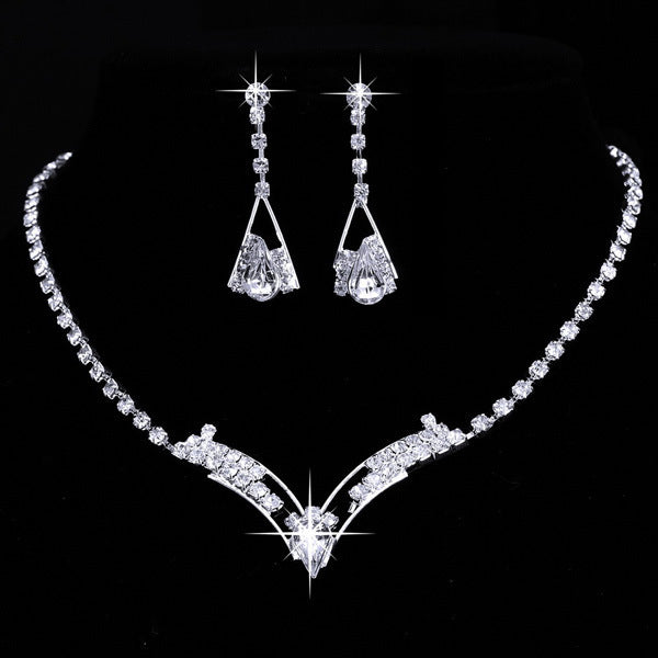 Fashion Korean water drop, bride necklace, earring set, silver plated wedding jewelry 2 sets Limorista