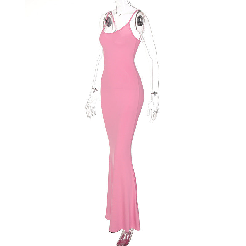 Spaghetti Strap Long Dress Women Sexy Slim Skinny Bodycon Party Club Suspender Casual Street Dresses Limorista