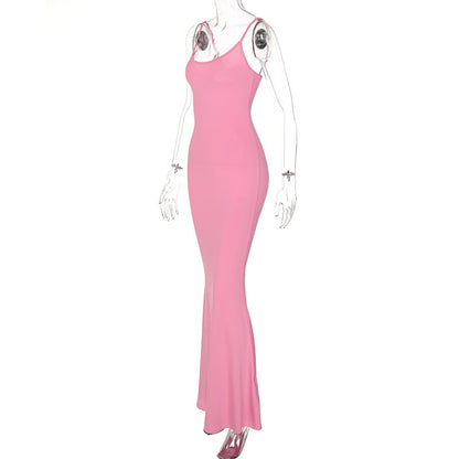 Spaghetti Strap Long Dress Women Sexy Slim Skinny Bodycon Party Club Suspender Casual Street Dresses Limorista