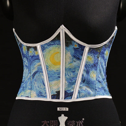 21cm Short Oil Painting Style Monet Starry Night Belt Limorista