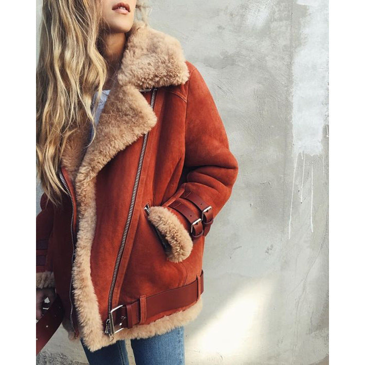 Suede Leather Jacket And Lamb Wool Warm Coat Limorista