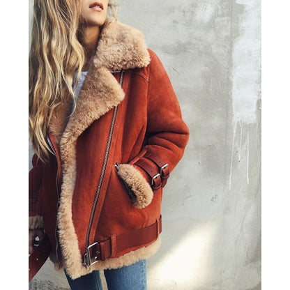 Suede Leather Jacket And Lamb Wool Warm Coat Limorista