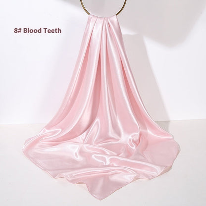 Pure Color Silk Scarf Artificial Silk 90cm Shiny Satin Shawl Limorista