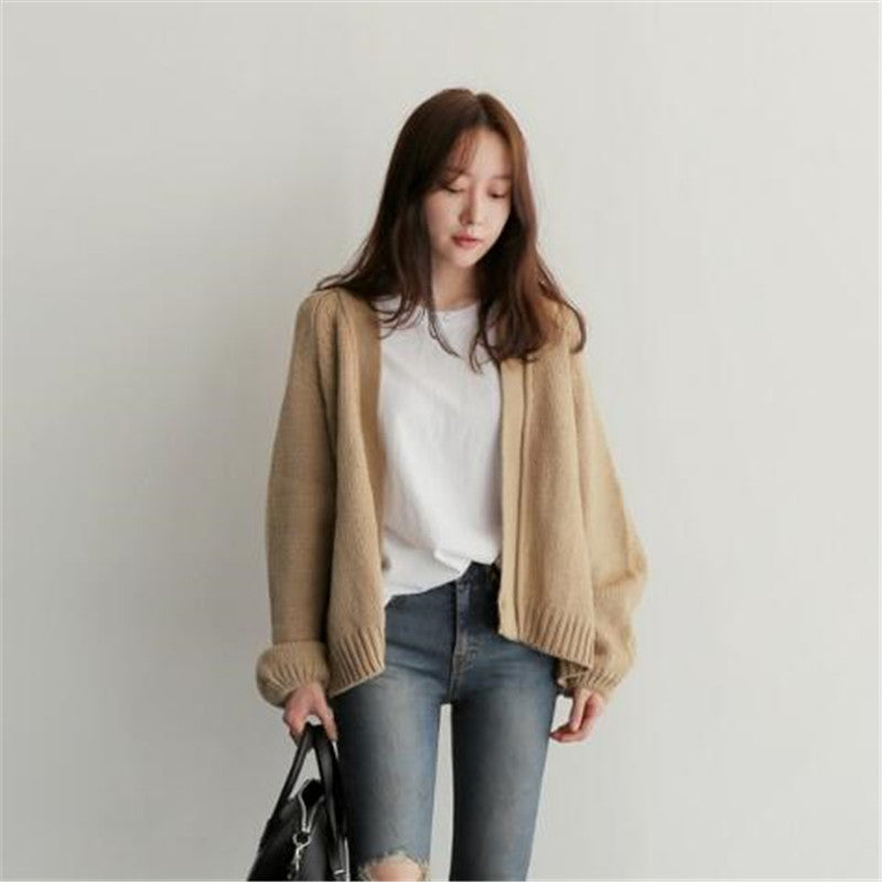 Simple short knit cardigan Limorista
