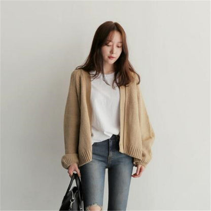 Simple short knit cardigan Limorista