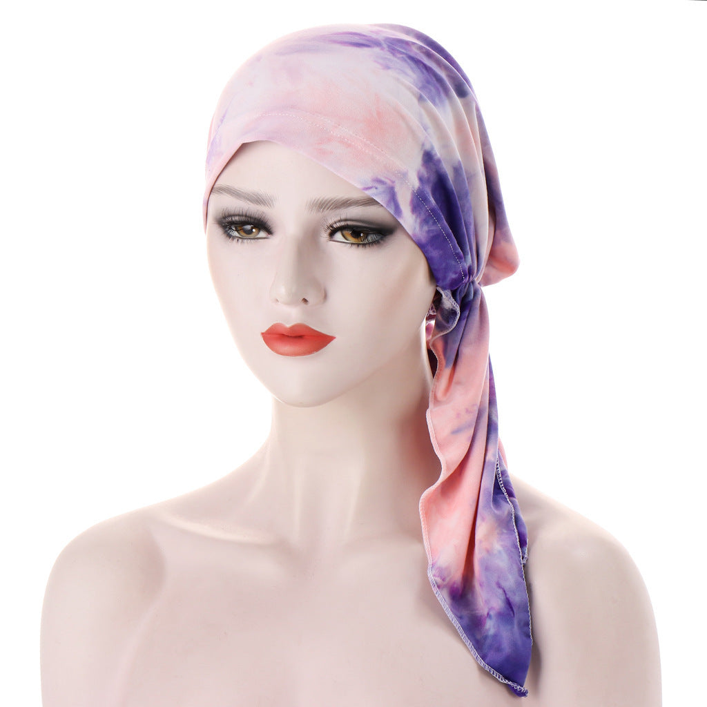 Curved Tail Turban Hat Flower Cloth Pullover Limorista