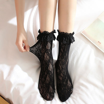 Japanese Jk Hollow Net Stockings Soft Sister Female Middle Tube Limorista
