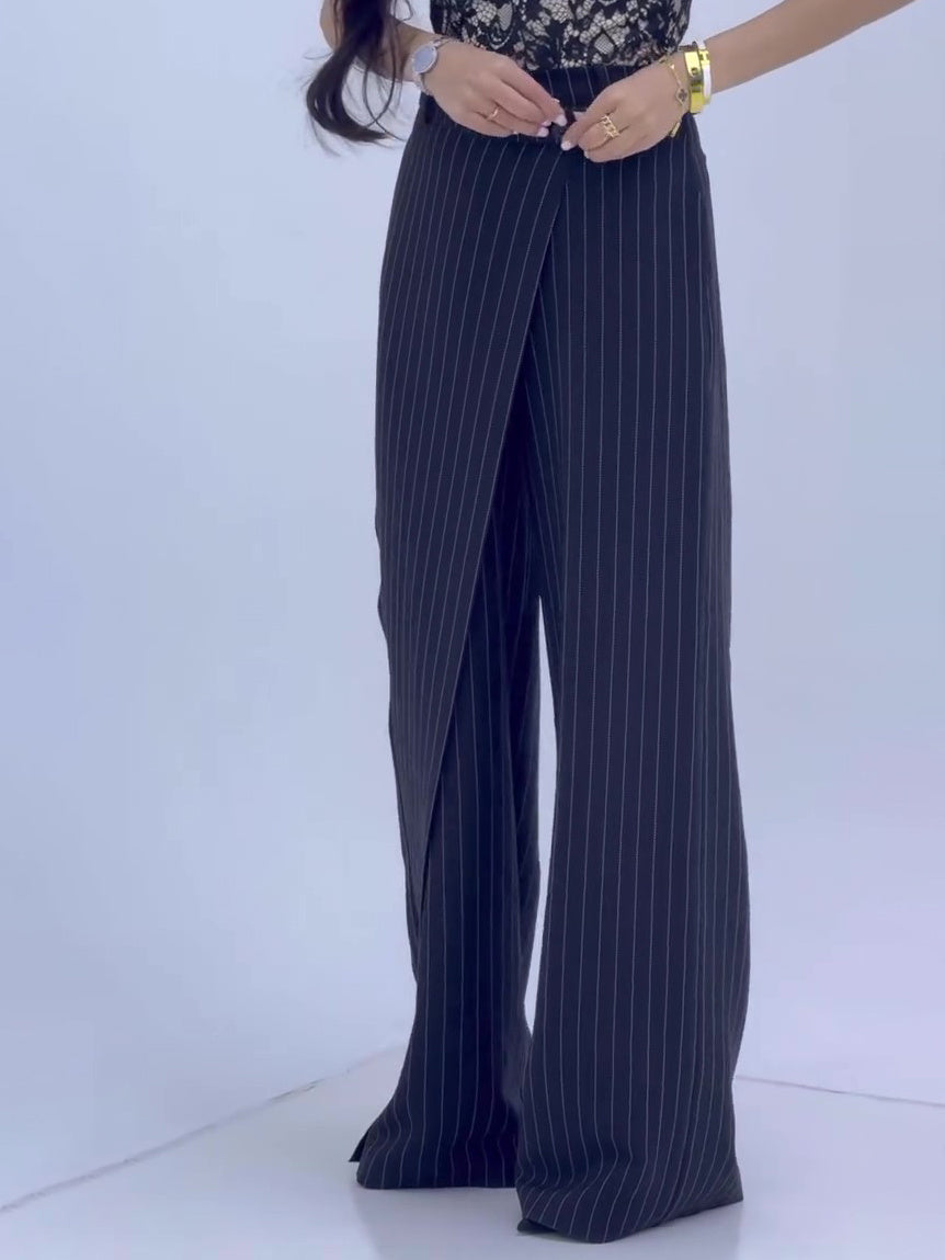 High-waisted Striped Wide-leg Pants Limorista