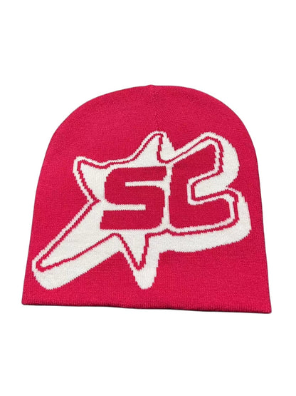 Jacquard Letter SC Trend Knitting Sleeve Cap Limorista
