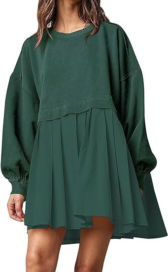 Sweater Dress Loose Long Sleeve Crewneck Pullover Tops Relaxed Fit Sweatshirts Short Dress Autumn And Winter Limorista