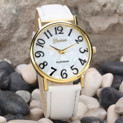 Marble Belt Watch Fashion Geneva Watch  Shell Face Casual Watch For Men And Women Limorista