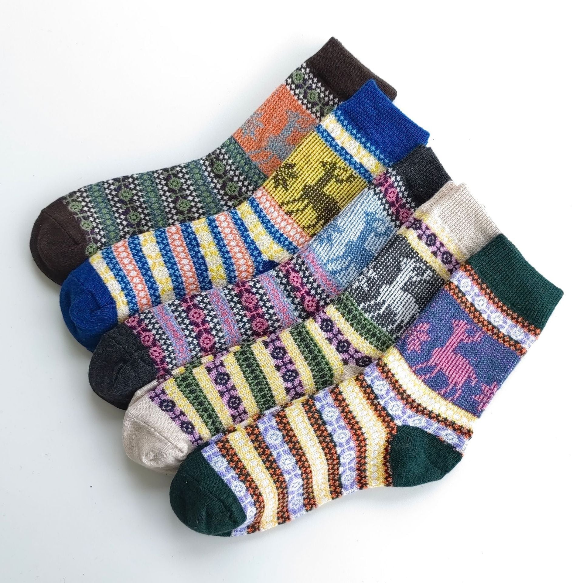 Winter Rhombus Wool Socks Thick Line Medium Tube Limorista