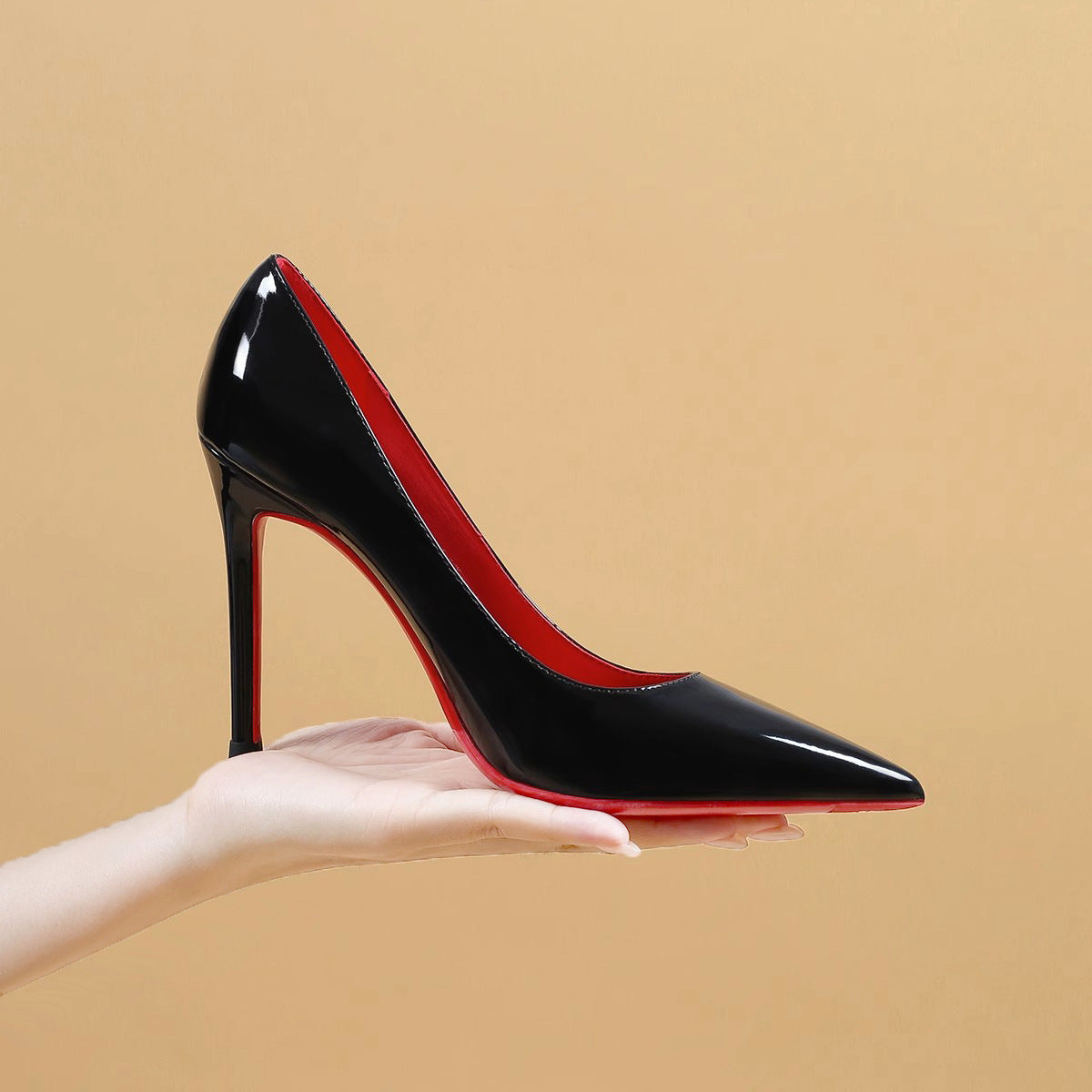 Black With Red Background High Heels Women&