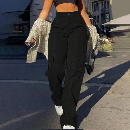 Multi-Pocket Workwear Straight-leg Trousers Limorista