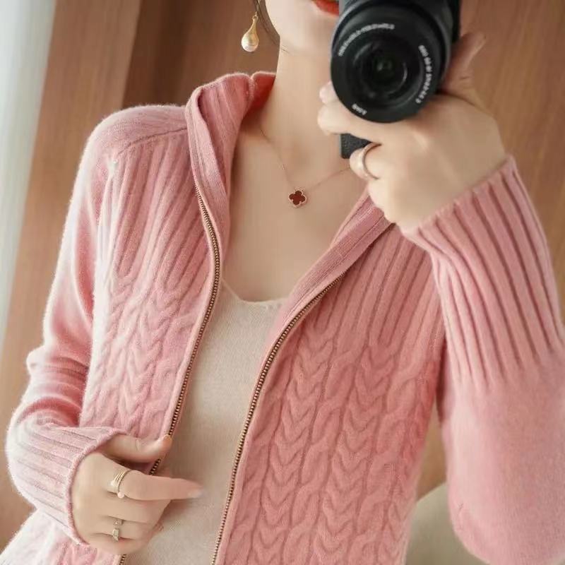 Women Autumn And Winter New High Neck Loose Twisted High Neck Short Zipper Top Fashion Limorista