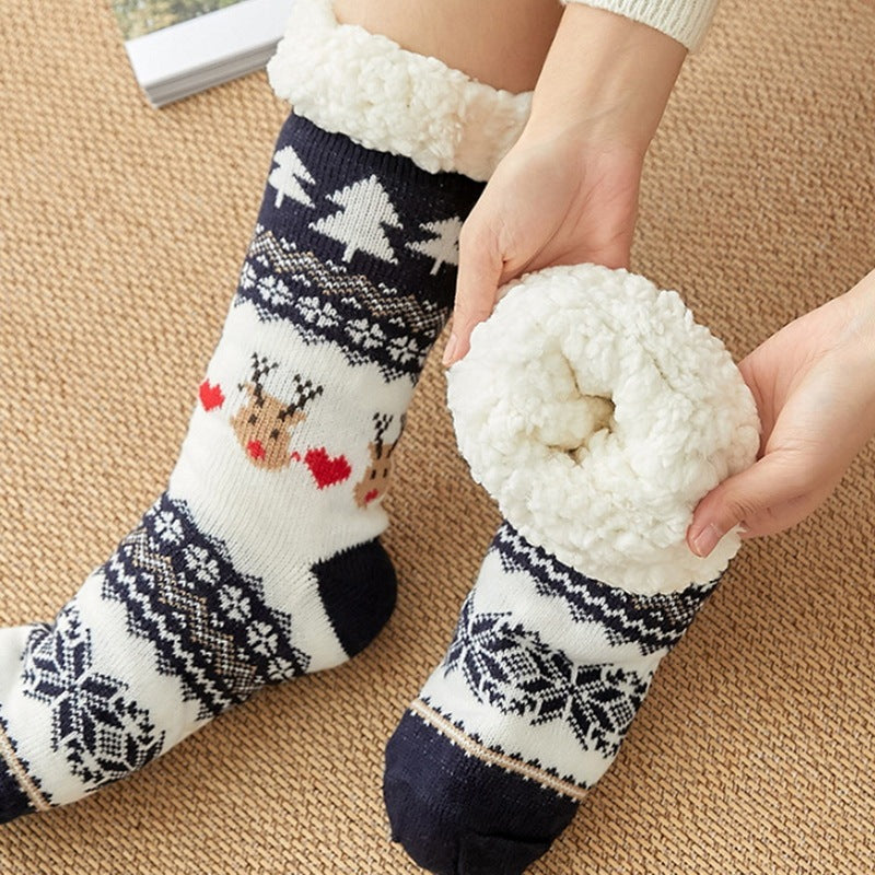 Thicken warm high tube plus velvet floor socks Limorista