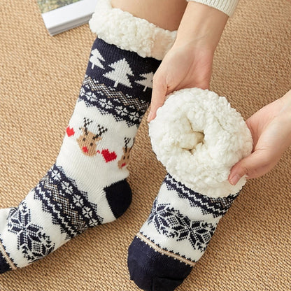 Thicken warm high tube plus velvet floor socks Limorista