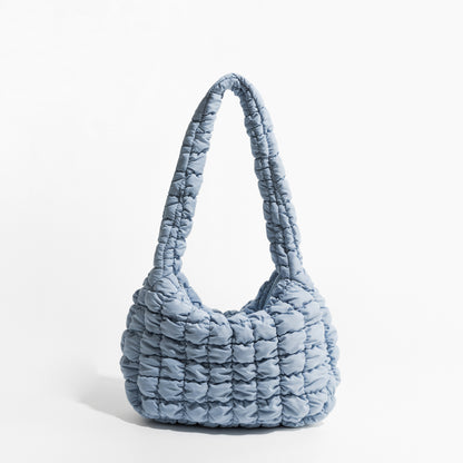 Nylon Padded Shoulder Purse Simple Trend Quilted Feather Down Women Hobo Bag Limorista