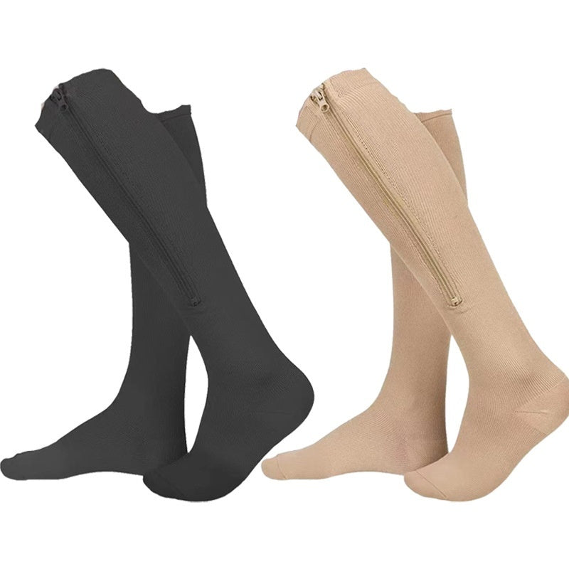 Simple Solid Color Bag Toe Zipper Pressure Socks Limorista