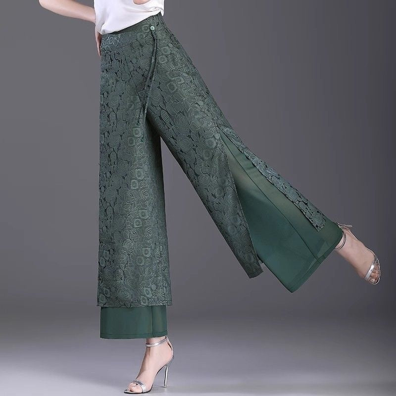Chinese Style Split Pants Thin High Waist Loose Limorista