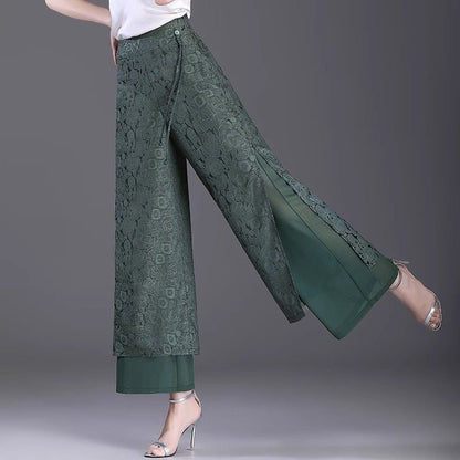 Chinese Style Split Pants Thin High Waist Loose Limorista