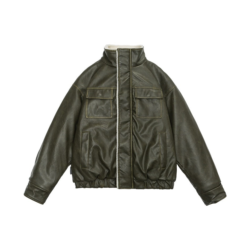 Retro Neutral Maillard Lamb Fur Coat Loose Leather Jacket Coat Limorista