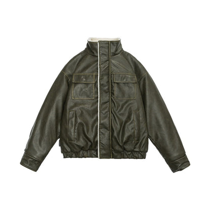 Retro Neutral Maillard Lamb Fur Coat Loose Leather Jacket Coat Limorista