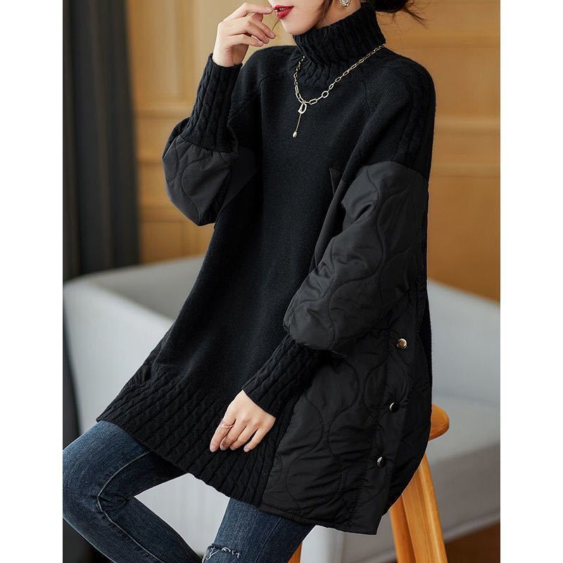 Cotton-padded Coat Splicing Knitwear Top Limorista
