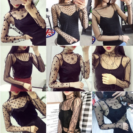 Sheer lace bottoming shirt Limorista