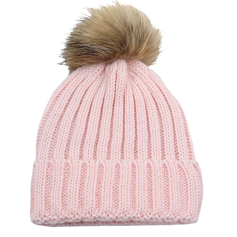 Fur Ball Knitted Hat Warm And Thick Woolen Cap Limorista