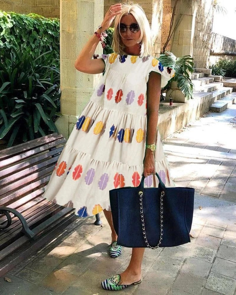 Foreign Trade Cross-border Sweet Holiday Floral Print A- Line Dress Limorista