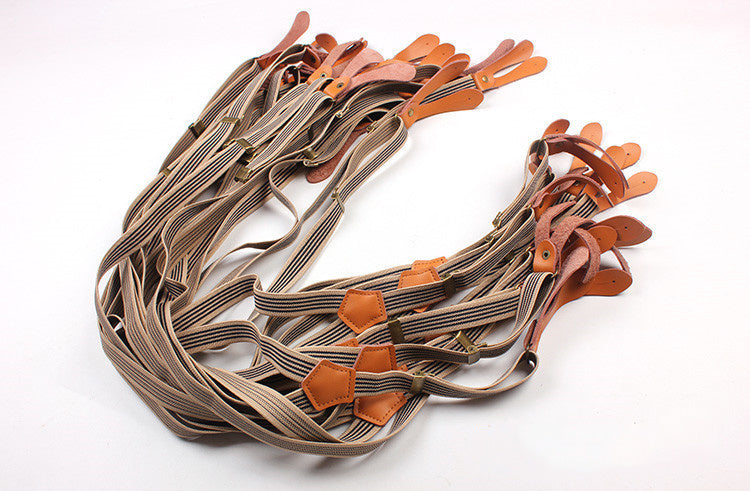 Bib stripe straps straps double shoulder straps men and women elastic elastic suspenders Limorista